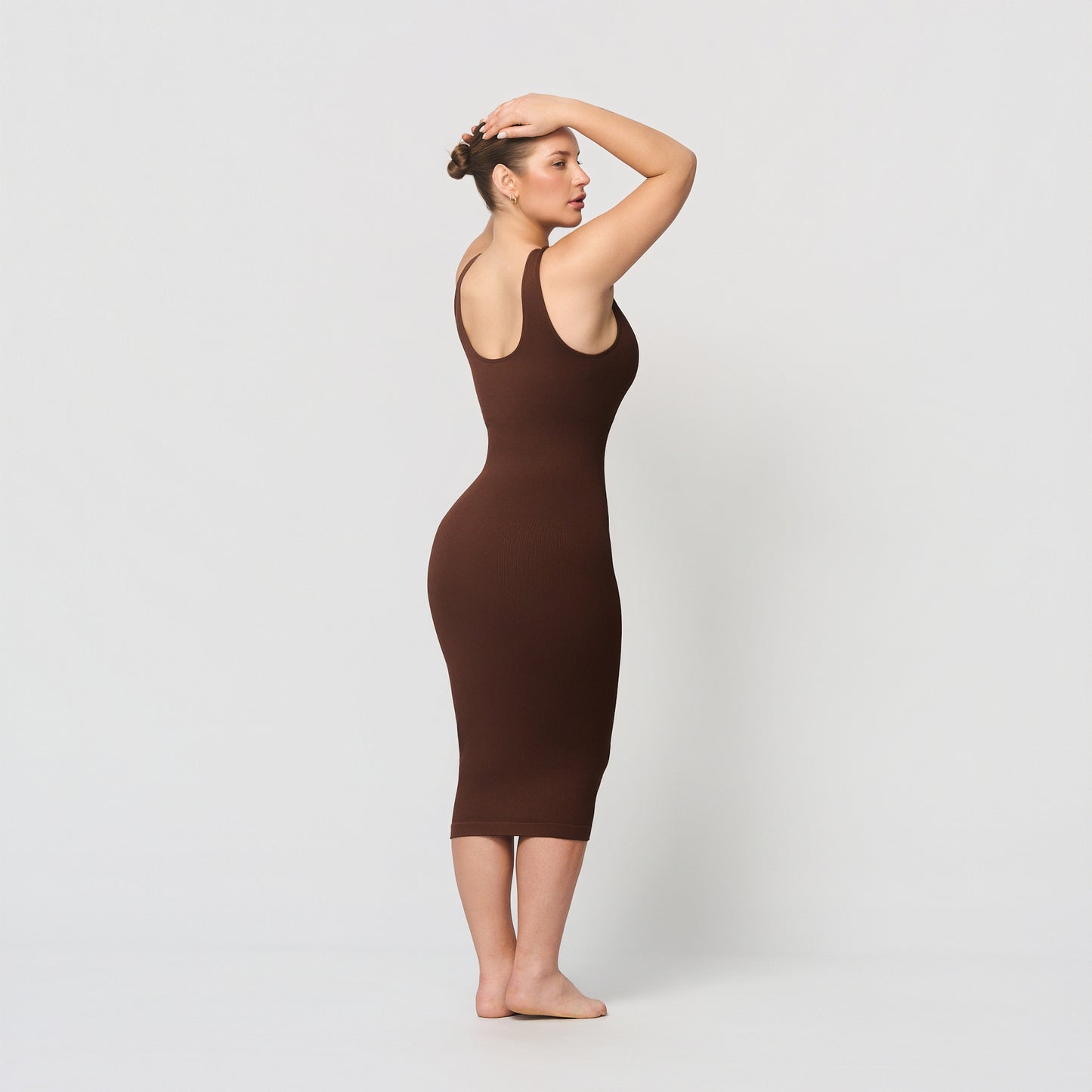 Seamless shaping dress with deep V-neckline