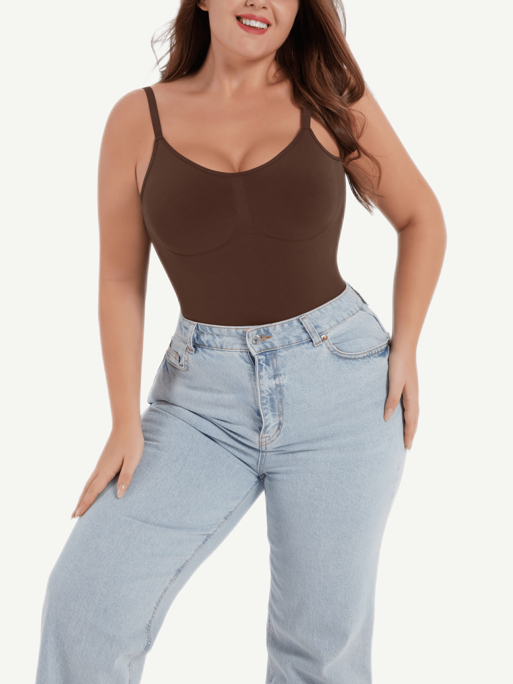 Seamless shaping bodysuit with open back