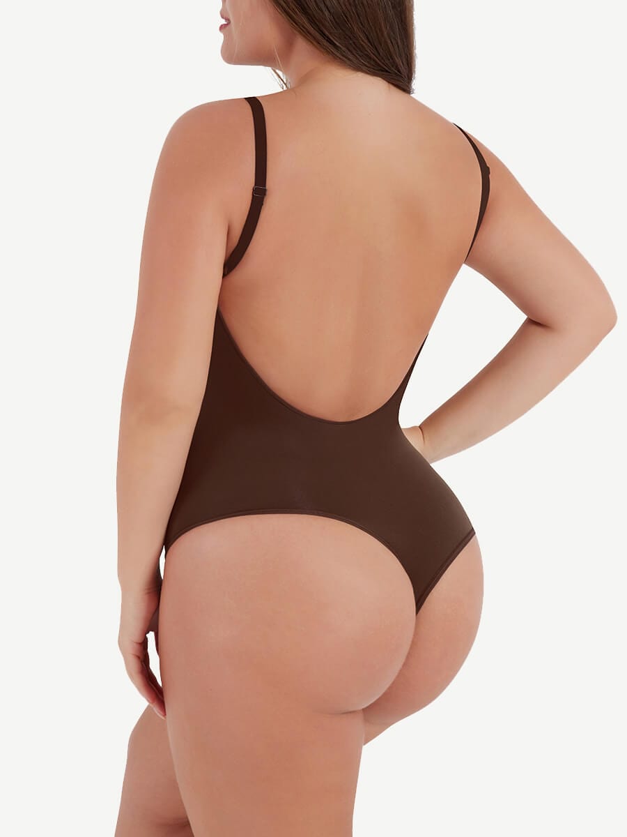 Seamless shaping bodysuit with open back