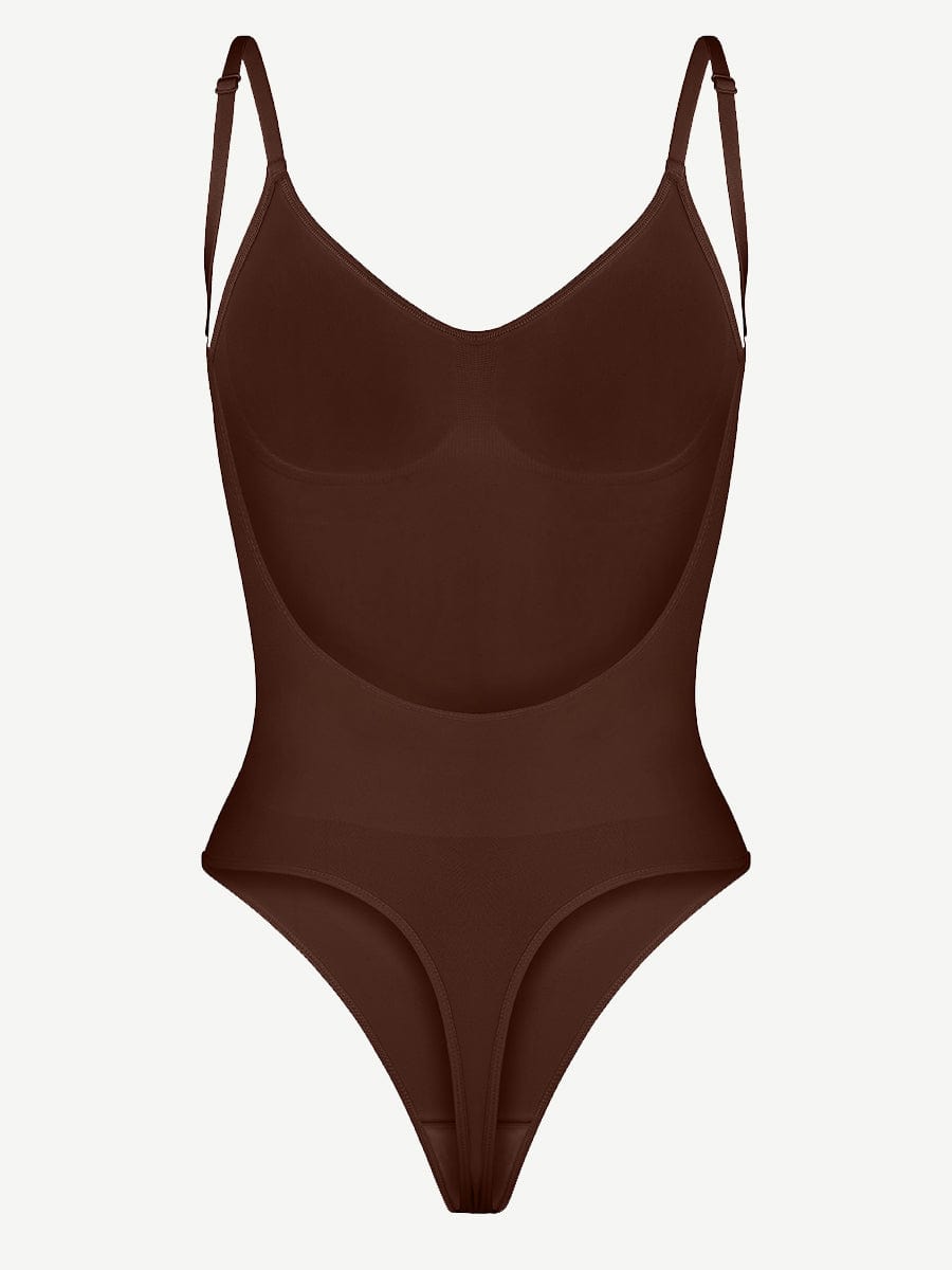 Seamless shaping bodysuit with open back