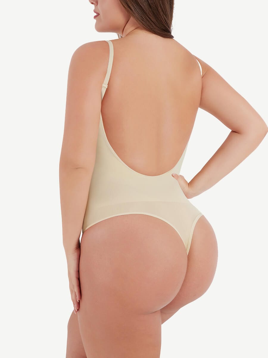 Seamless shaping bodysuit with open back