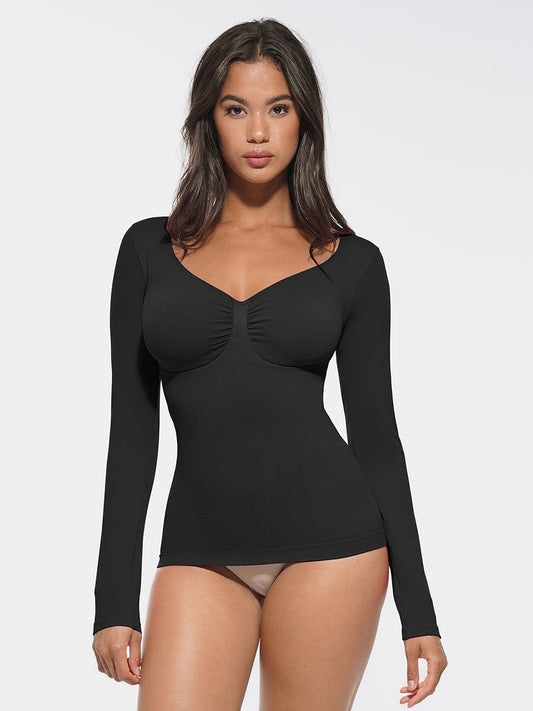 Seamless shaping top with elegant neckline