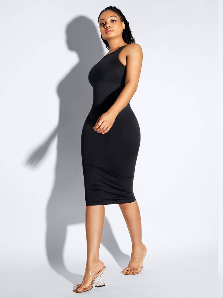Seamless shaping dress with deep back